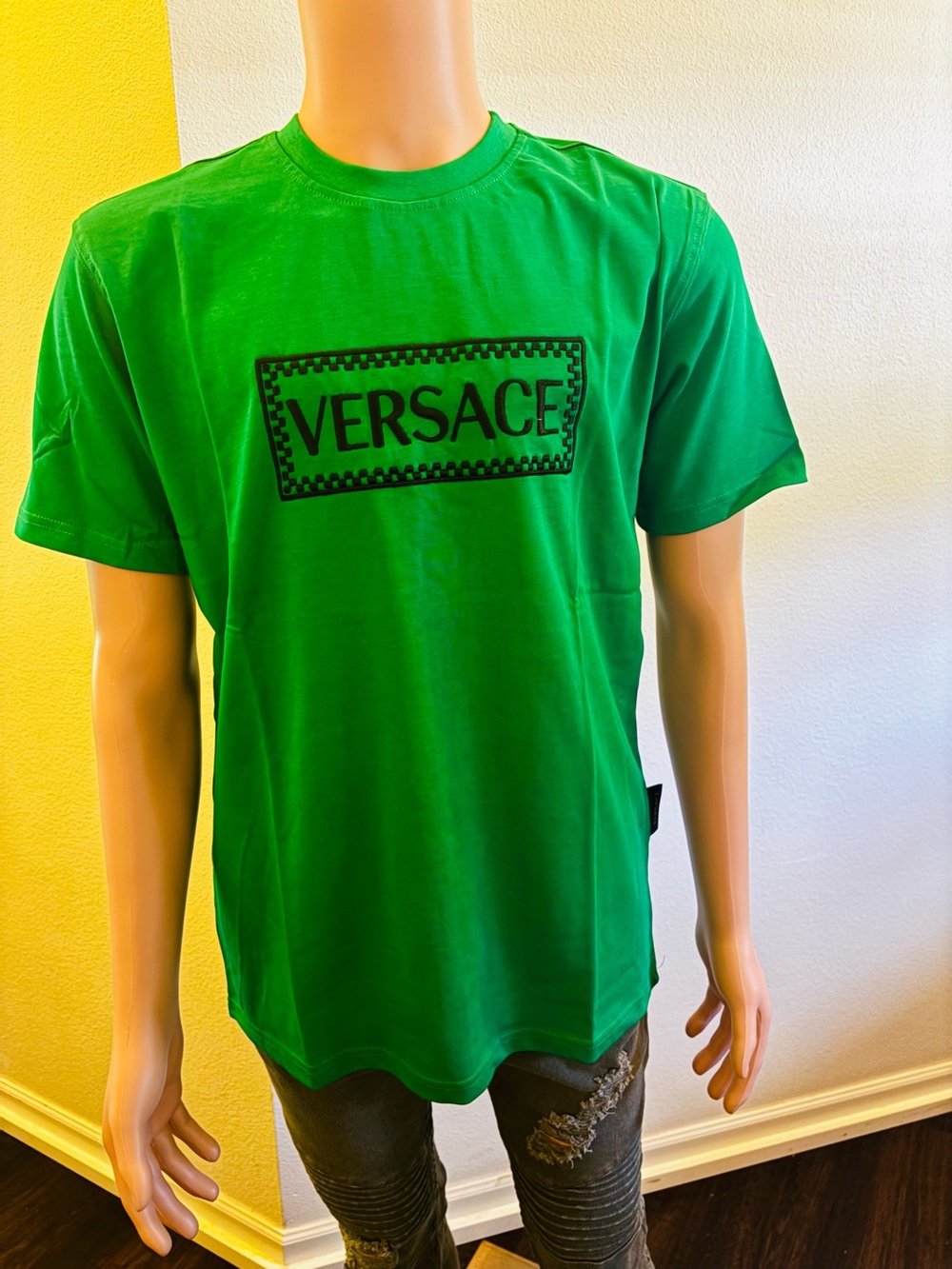Versace Bright Green Logo Crew T-Shirt for Men